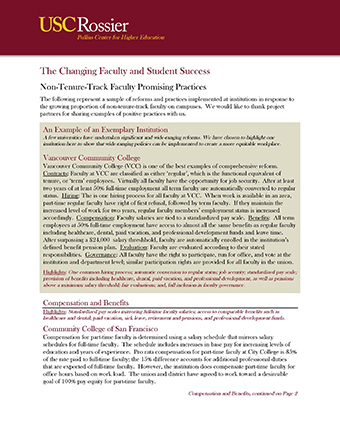 The Changing Faculty and Student Success: Non-Tenure-Track Faculty Promising Practices