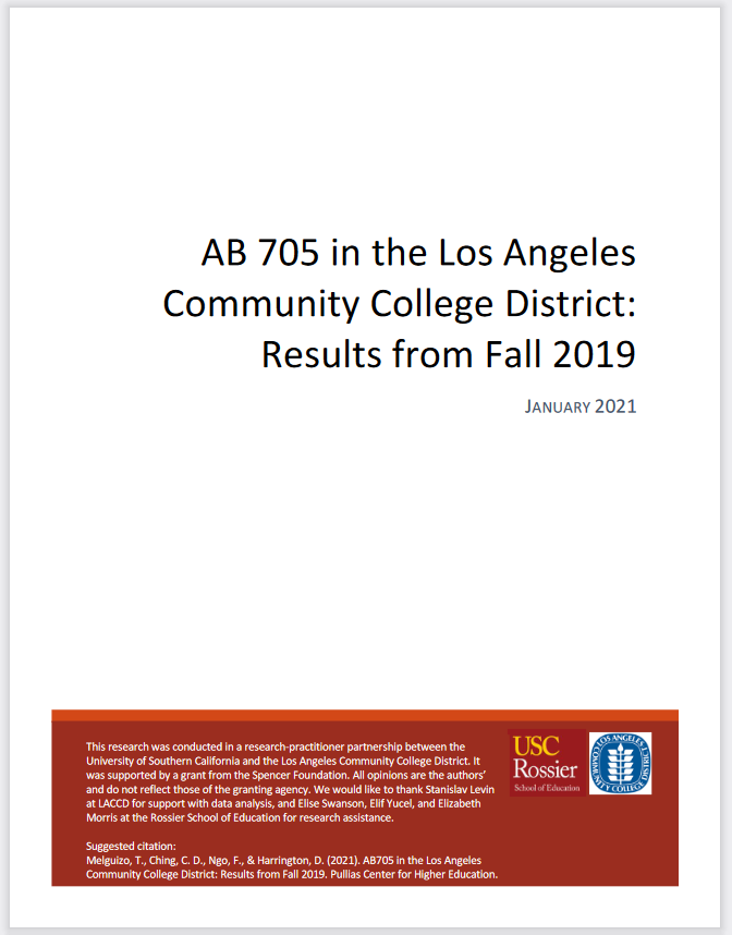 AB 705 in the Los Angeles Community College District: Results from Fall 2019