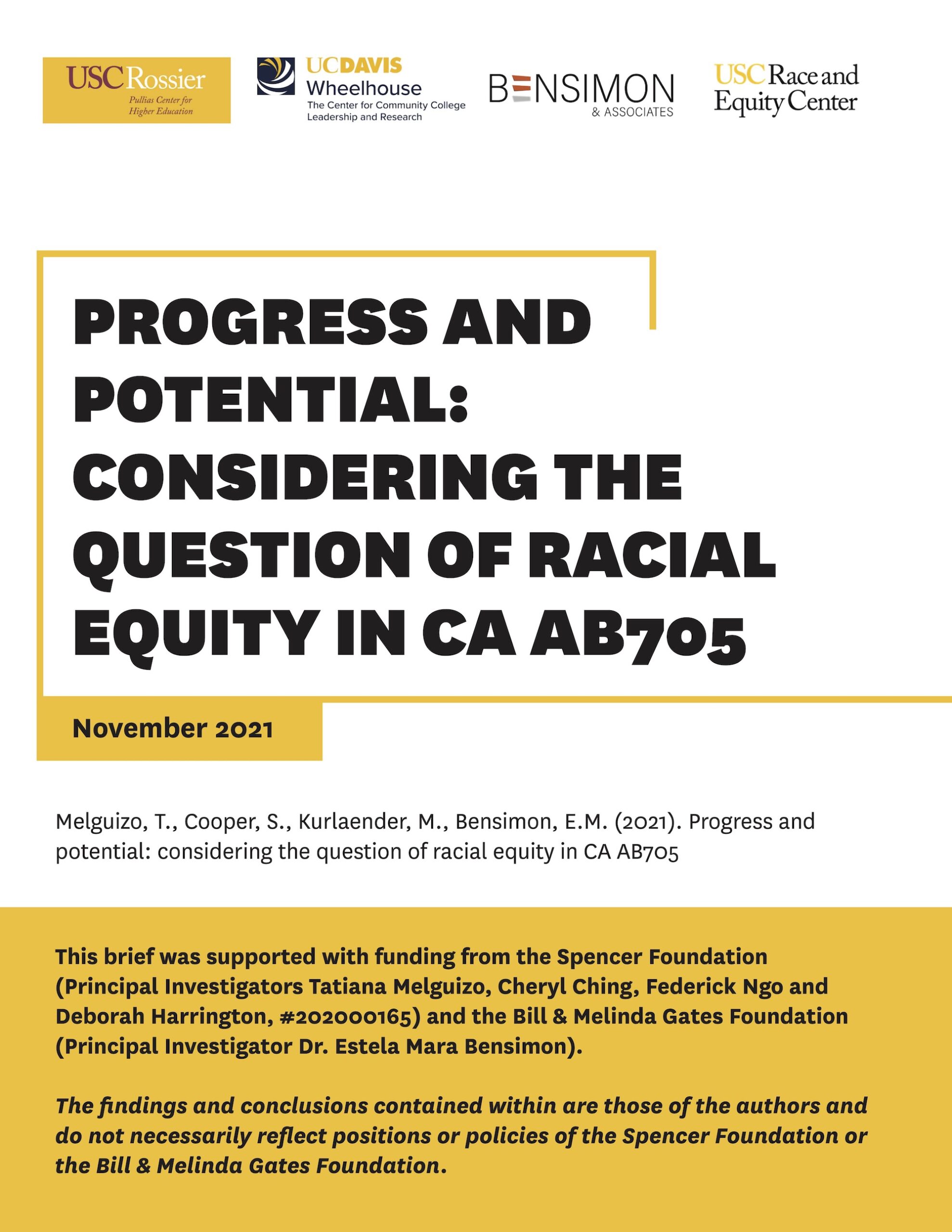 Progress and Potential: Considering the Question of Racial Equity in CA AB705